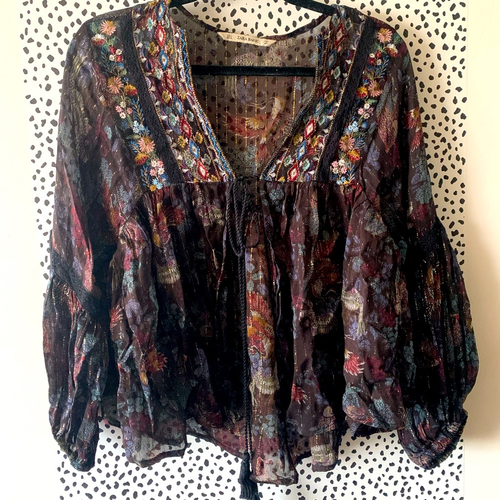 Zara Floral Tie Top—S